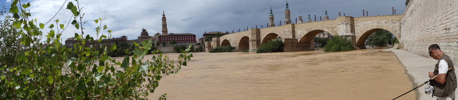 Panoramic River Ebro fishing landscape in Aragon Spain