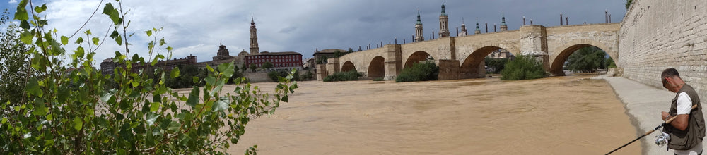 Angler fishing the River Ebro in Aragon Spain